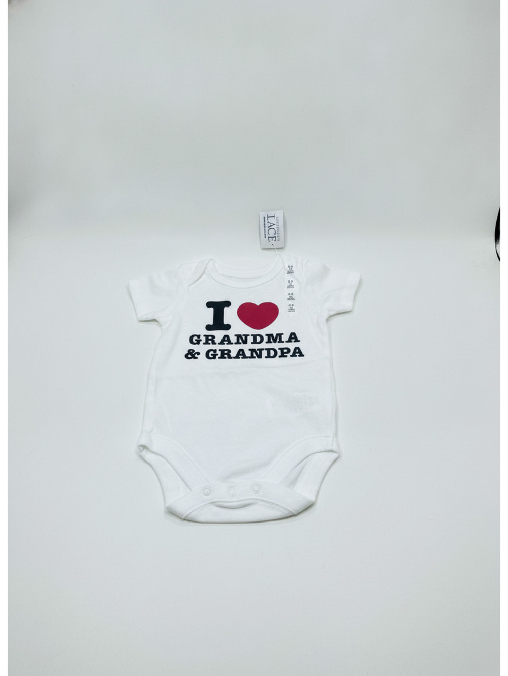 New! The Children's Place Baby Bodysuit 0-3M White❤️I Love Grandma + Grandpa